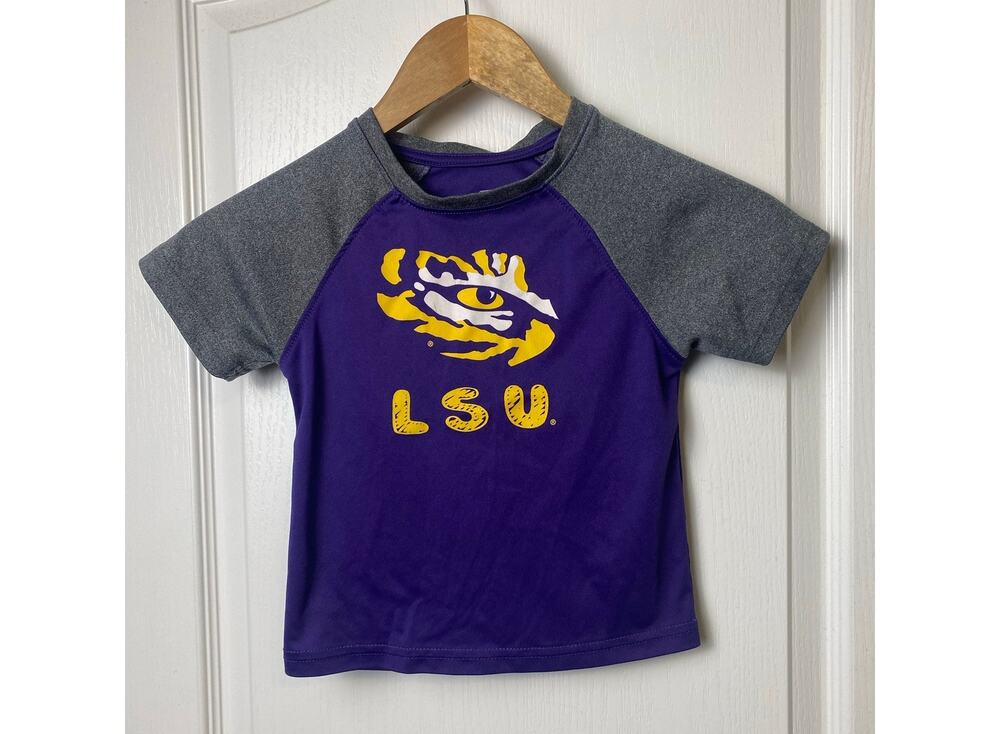 Colosseum LSU Tigers Purple Gold Gray Short Sleeve T-shirt Toddler Size 2T